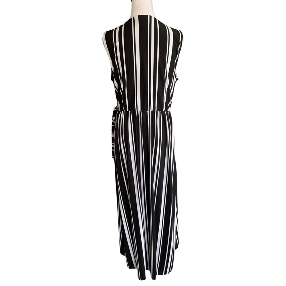 INC International Concepts Black/White Striped Faux-Wrap Maxi Dress Size Large - Picture 11 of 15